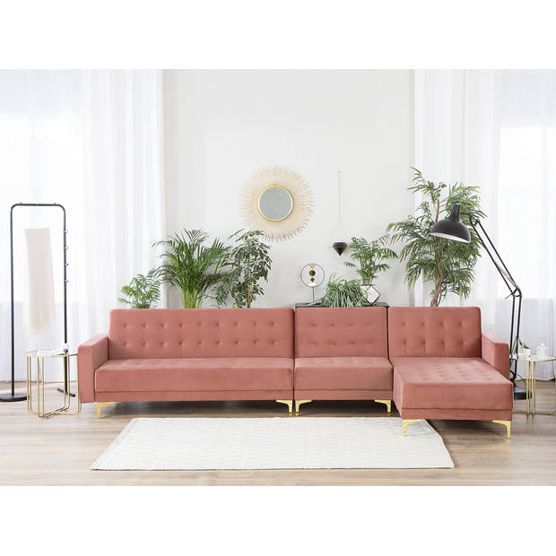 Beliani ABERDEEN - Modulaire Sofa-Roze-Fluweel