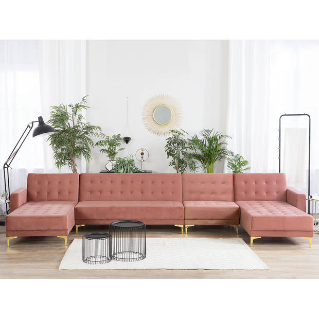 Beliani ABERDEEN - Modulaire Sofa-Roze-Fluweel