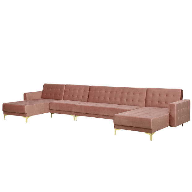 Beliani ABERDEEN - Modulaire Sofa-Roze-Fluweel