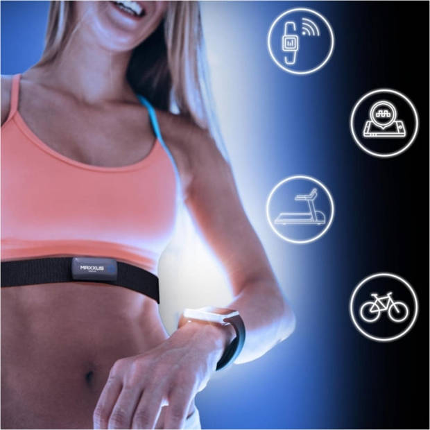 MAXXUS Hartslagmeter HRM 10.1 - Borstband - Bluetooth 5.0 - Oplaadbaar - Fitness