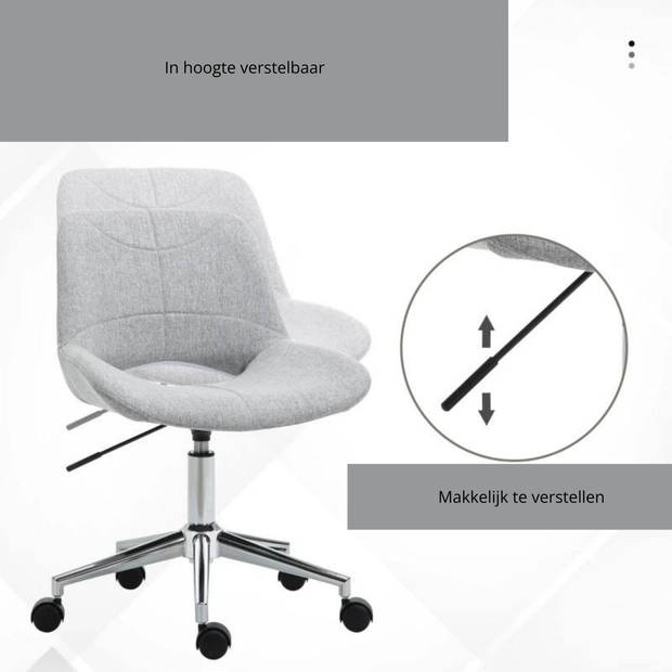 Bureaustoel - Ergonomische bureaustoel - Stoel - Draaibaar - Grijs - 49 x 56,5 x 73-82,5 cm