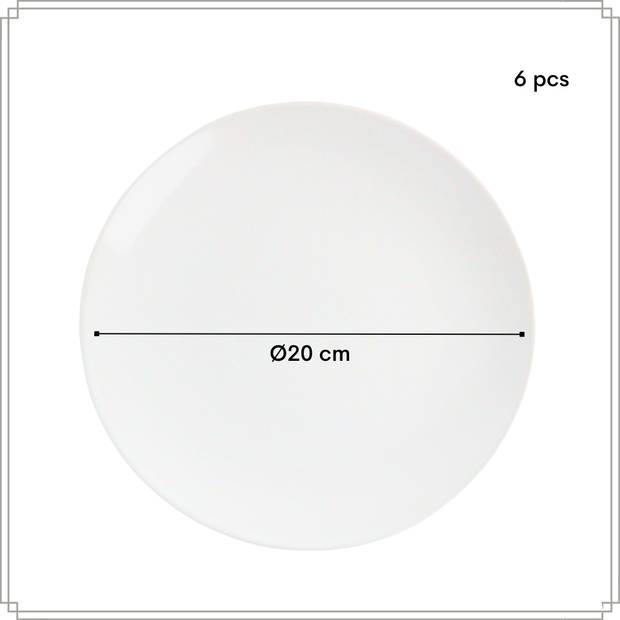 OTIX Ontbijtborden - Bordenset - 6 persoos - Dessertbord - Grijs - 20cm - Aardewerk - ALDER