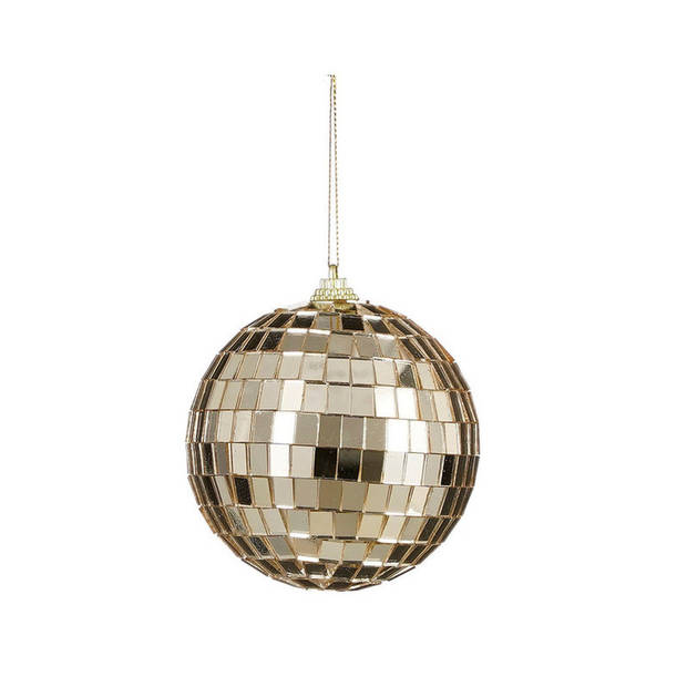 House of Seasons disco kerstballen - 3x - champagne - 8 cm - foam - Kerstbal