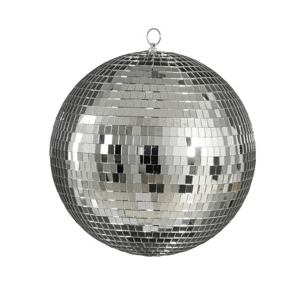 House of Seasons Grote discobal kerstbal - zilver - 30 cm - foam - Kerstbal