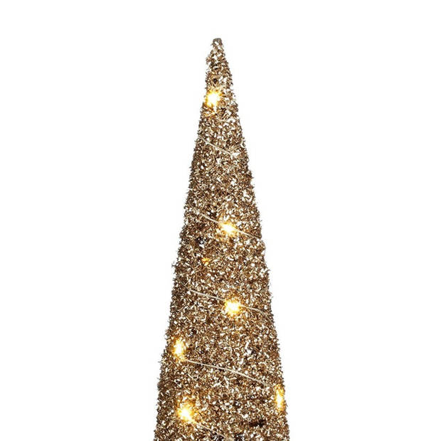 House of Seasons LED kegel kerstboom lamp - champagne - H40 cm - kerstverlichting figuur