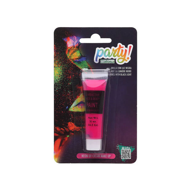 Atosa grimeer schmink - Glow in the Dark - neon roze - 14 gram - carnaval/verkleed thema - Schmink