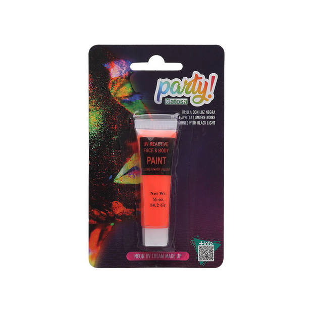 Atosa grimeer schmink - Glow in the Dark - neon oranje - 14 gram - carnaval/verkleed thema - Schmink