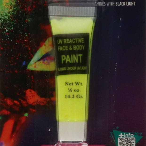 Atosa grimeer schmink - Glow in the Dark - neon geel - 14 gram - carnaval/verkleed thema - Schmink