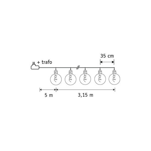 Luca Lighting Touw lichtsnoer - 10 bolletjes - 815 cm - warm wit - Lichtsnoeren