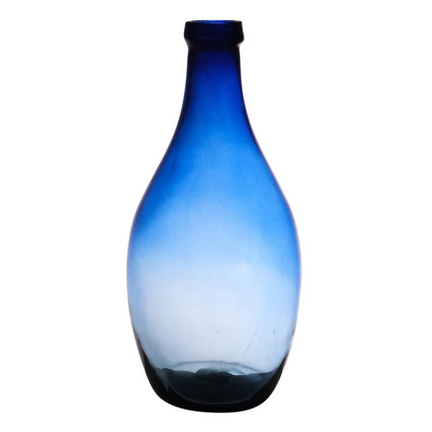 Hakbijl glass Bloemenvaas - transparant blauw - D19 x H37 cm - flessenhals model - Vazen