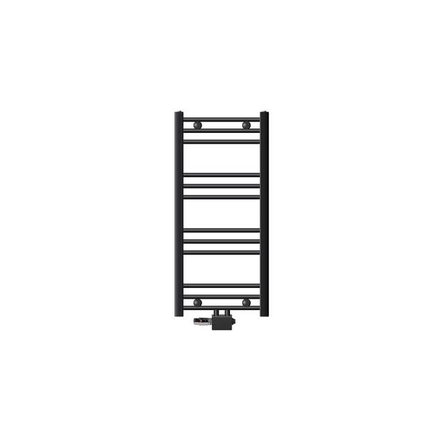 Badkamerradiator Sahara 400x800 mm antraciet gebogen met middenaansluiting en universele aansluitset