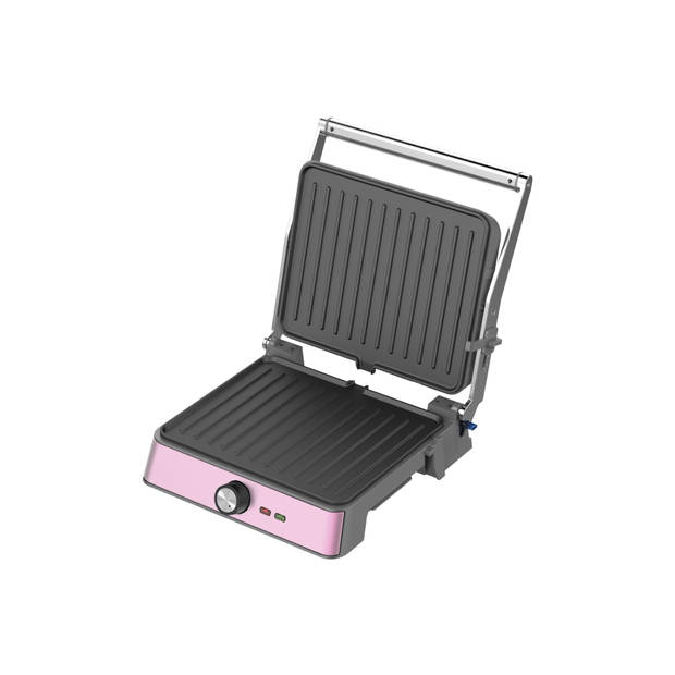 Westinghouse Retro Contactgrill - 29 x 24 cm - 180° voor dubbelzijdig grillen - 2200W - Roze