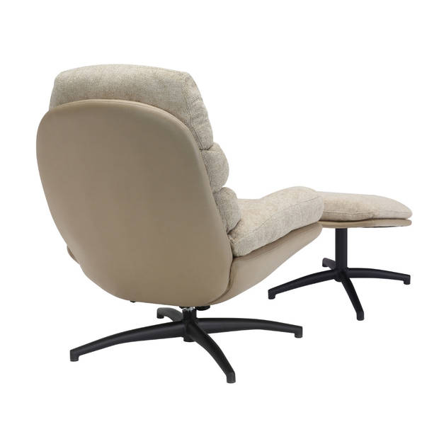 Giga Meubel - Draaifauteuil Liane Beige met Voetenbankje