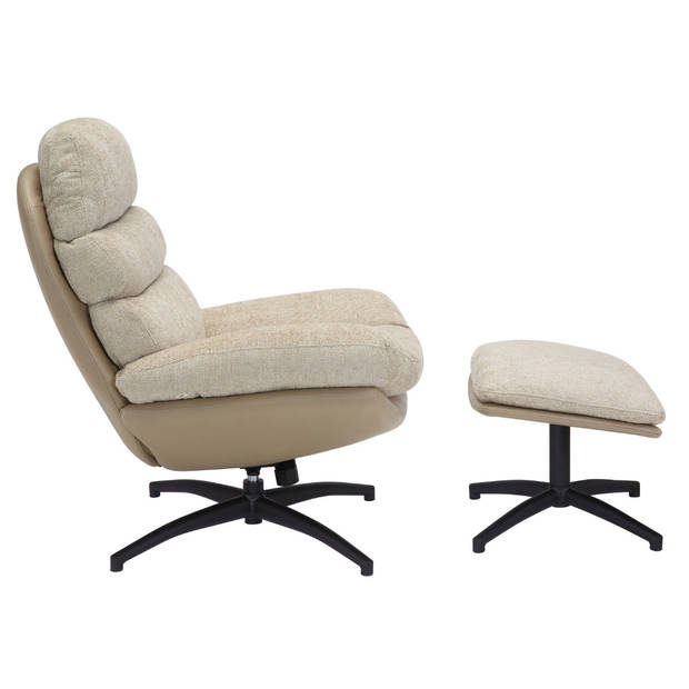 Giga Meubel - Draaifauteuil Liane Beige met Voetenbankje