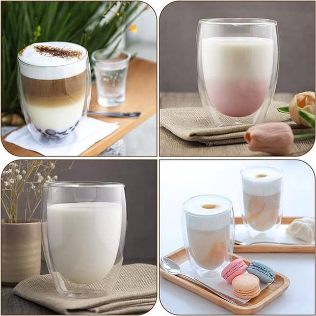 Latte macchiato glazen, dubbelwandige glazen , cappuccinoglazen,thermoglazen, espressokopjes glas, set van 6 (350 ml)