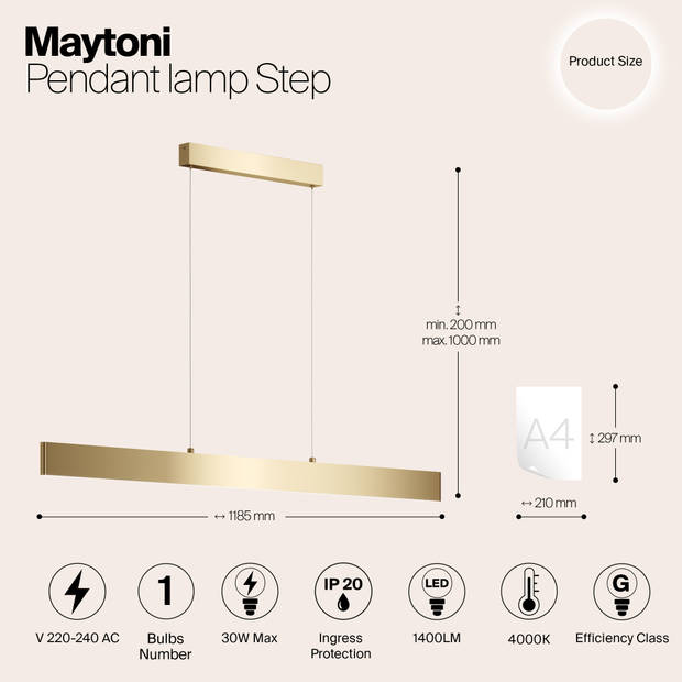 Maytoni Technical - Hanglamp Step - Goud