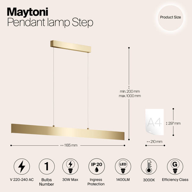 Maytoni Technical - Hanglamp Step - Goud