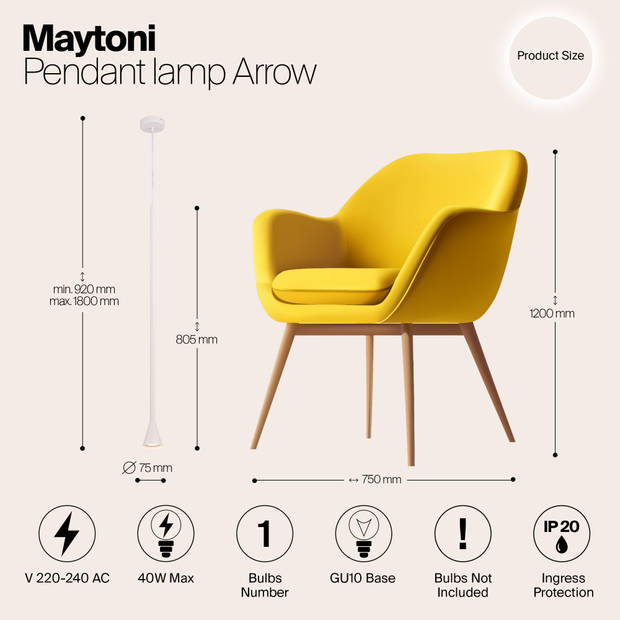 Maytoni Technical - Hanglamp Arrow - Wit - Ø7,5