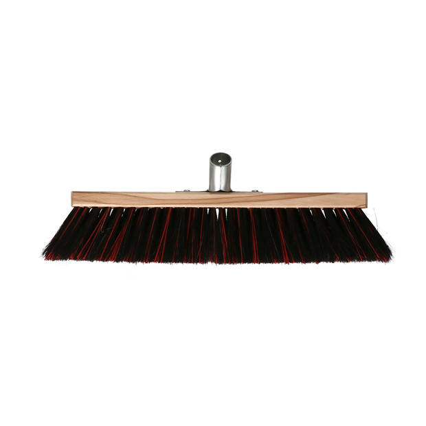 Buemag Bezemkop - Arenga/Elaston mix - zwart/rood - hard - hout - 40 cm - straatbezem/buitenbezem - Bezem