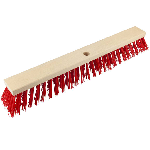 Buemag Bezemkop - Elaston - rood - hout - hard - 60 cm - 24mm - straatbezem/buitenbezem - Bezem