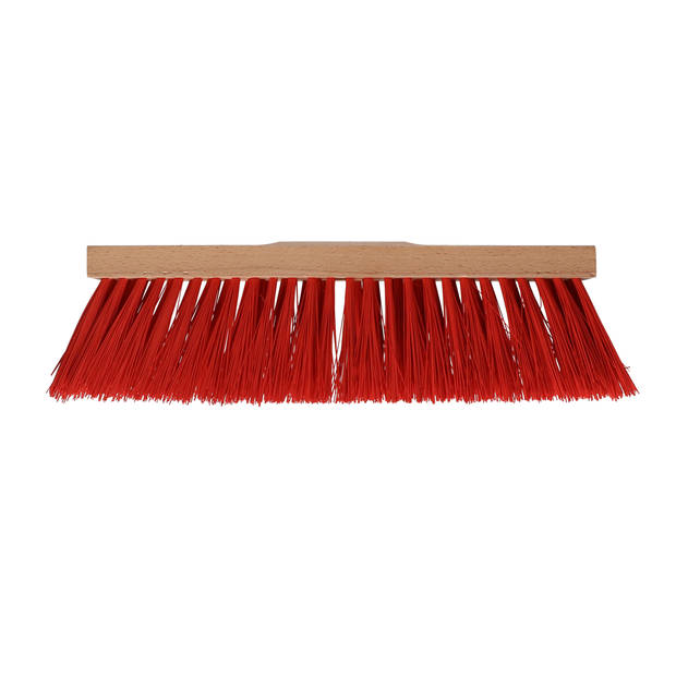 Buemag Bezemkop - Elaston - rood - hout - hard/extra stevig - 40 cm - 24mm - buitenbezem - Bezem