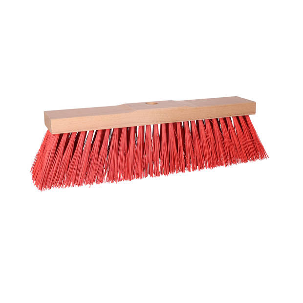 Buemag Bezemkop - Elaston - rood - hout - hard/extra stevig - 40 cm - 24mm - buitenbezem - Bezem