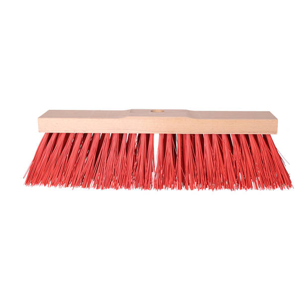 Buemag Bezemkop - Elaston - rood - hout - hard/extra stevig - 40 cm - 24mm - buitenbezem - Bezem