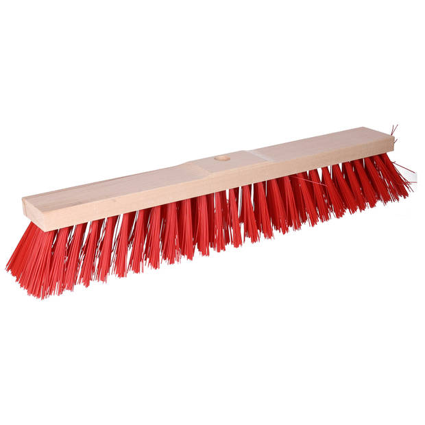 Buemag Bezemkop - Elaston - rood - hout - hard - 50 cm - 24mm - straatbezem/buitenbezem - Bezem