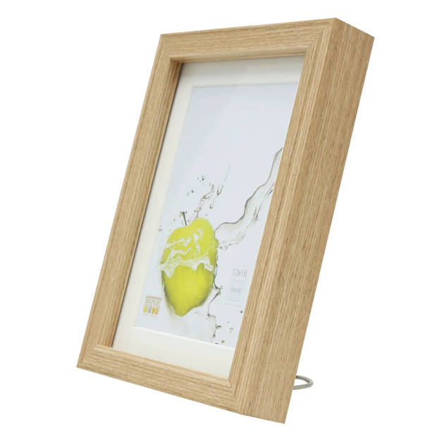 Houten fotolijst in eikenkleur met gebroken wit passe-partout (hoog profiel) - 10 x 15 cm