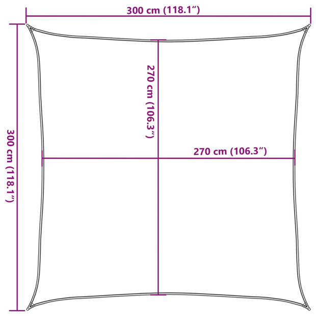 vidaXL Zonnezeil 160 g/m² vierkant 3x3 m HDPE zandkleurig