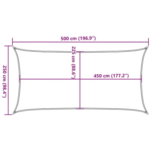 vidaXL Zonnezeil rechthoekig 160 g/m² 2,5x5 m HDPE zandkleurig