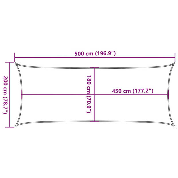 vidaXL Zonnezeil 160 g/m² rechthoekig 2x5 m HDPE lichtgrijs