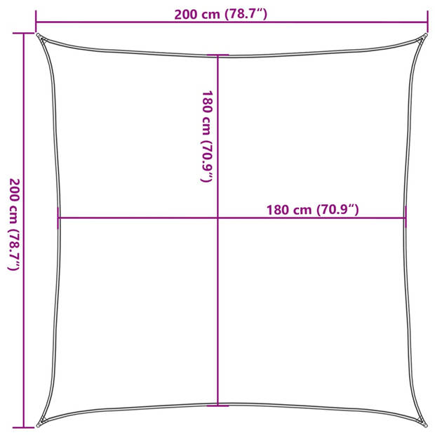 vidaXL Zonnescherm HDPE vierkant 2x2 m antraciet