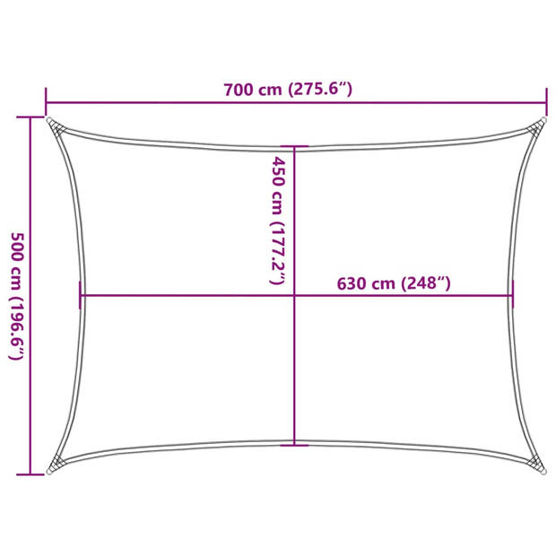 vidaXL Zonnezeil 160 g/m² rechthoekig 5x7 m HDPE lichtgrijs