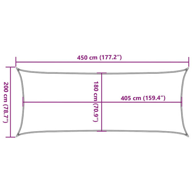 vidaXL Zonnezeil 160 g/m² rechthoekig 2x4,5 m HDPE lichtgrijs