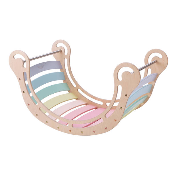 Houten XXL Waldorf Rocker met Klimmuur - Pastel