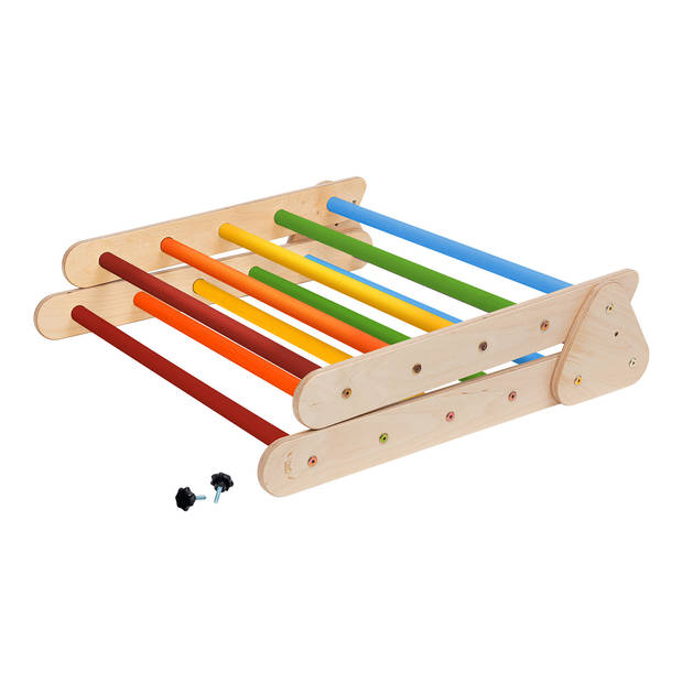 Houten Klimdriehoek met Ladder - Regenboog