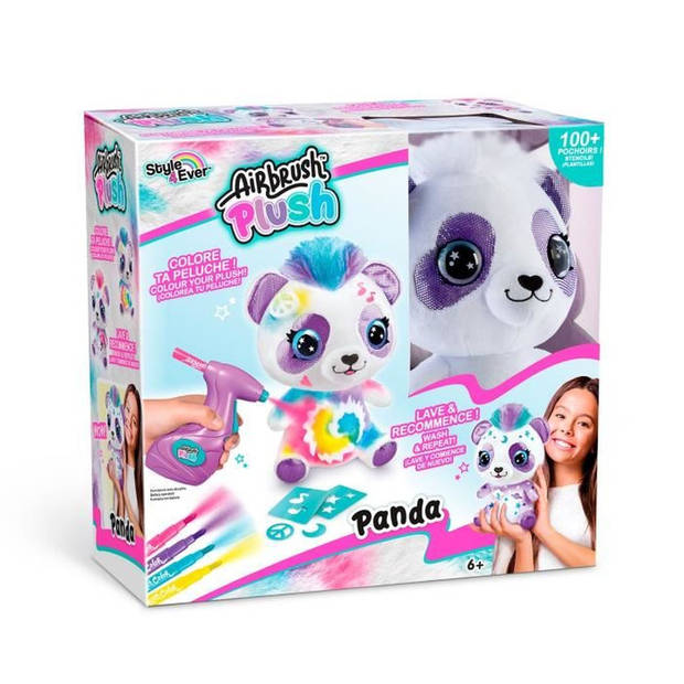 Airbrush panda pluche om te personaliseren - Spuit kunst pluche met vilten en stencils - OFG 257 - Kanaalspeelgoed