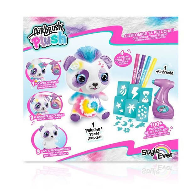 Airbrush panda pluche om te personaliseren - Spuit kunst pluche met vilten en stencils - OFG 257 - Kanaalspeelgoed