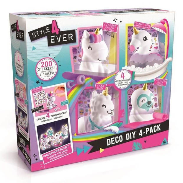 STIJL 4 EVER Mini Deco DIY - Set van 4 glow-in-the-dark minifiguren om te versieren en te personaliseren! - OFG 177