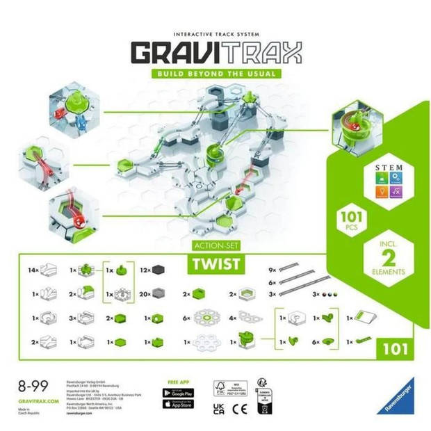 Gravitrax Startset Twist 101-delig, Knikkercircuit, Creatief bouwspel, 8 jaar, 22576, Ravensburger