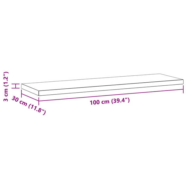 vidaXL Wandschappen 2 st 100x30x3 cm roestvrijstaal zwart