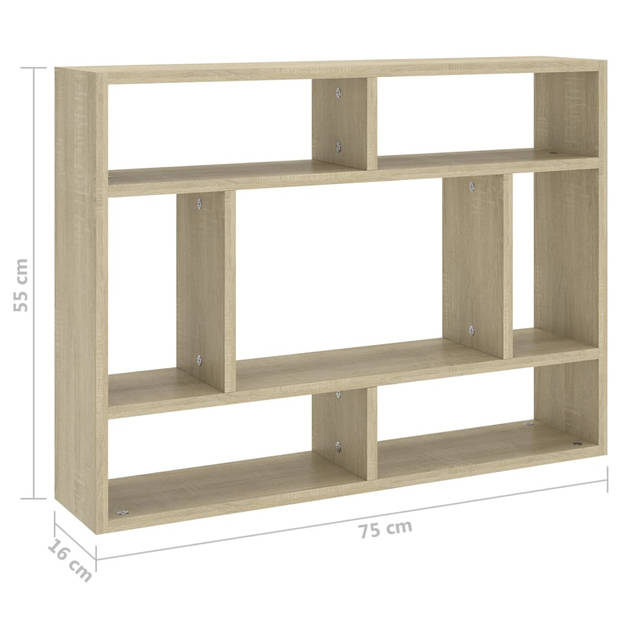 vidaXL Wandschap 75x16x55 cm bewerkt hout sonoma eikenkleurig