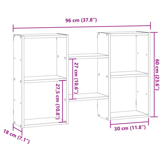 vidaXL Wandschap 96x18x60 cm bewerkt hout oud houtkleurig