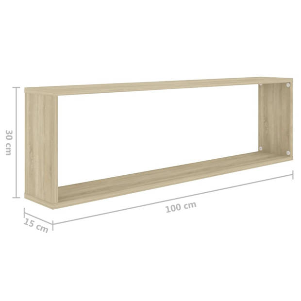 vidaXL Wandschappen kubus 4 st 100x15x30 cm bewerkt hout sonoma eiken