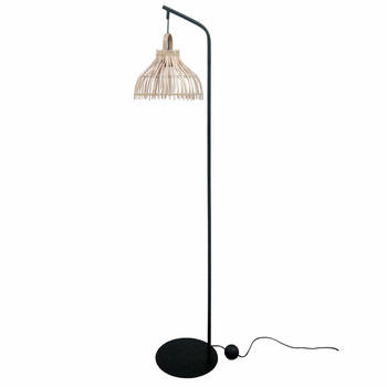 Vloerlamp DKD Home Decor Zwart Metaal Bruin Rotan (40 x 40 x 160 cm)