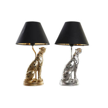 Bureaulamp DKD Home Decor Zilverkleurig Zwart Gouden 26 x 26 x 46 cm Hars 220 V 50 W (2 Stuks)