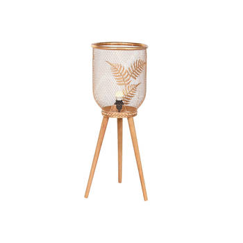 Bureaulamp DKD Home Decor Gouden Metaal Bruin 220 V 50 W Pijnboom (32 x 32 x 90 cm)