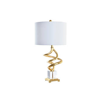 Bureaulamp DKD Home Decor Wit Gouden Hars Kristal 50 W 220 V 38 x 38 x 75 cm