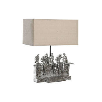 Bureaulamp DKD Home Decor 36 x 21,5 x 43 cm Zilverkleurig Beige Metaal Hars 220 V 50 W